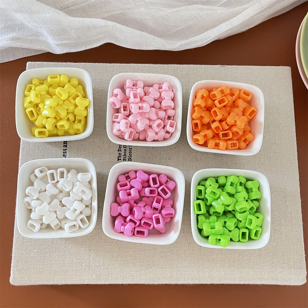Solid Color Acrylic Bow Beads – Cute Four-Way Bow-Shaped Beads for DIY Phone Charms, Keychains & Jewelry Making