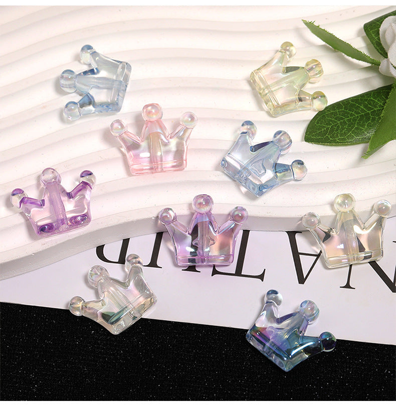 Colorful Transparent Crown Acrylic Beads