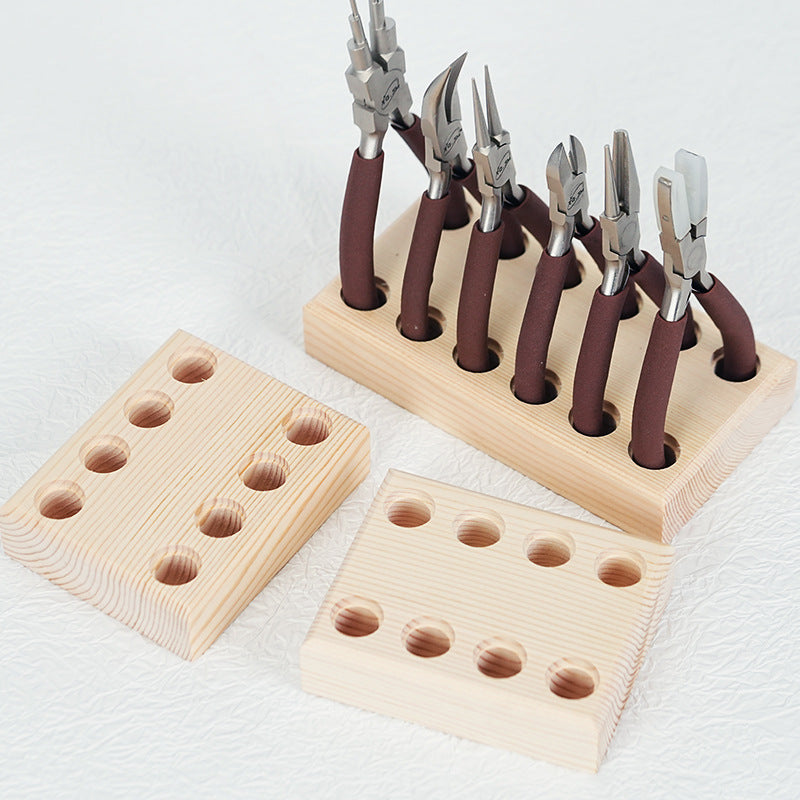 Wooden Jewelry Pliers Organizer Rack – Multi-Hole Desktop Tool Holder for DIY Jewelry Making, Craft Tools & Workspace Storage