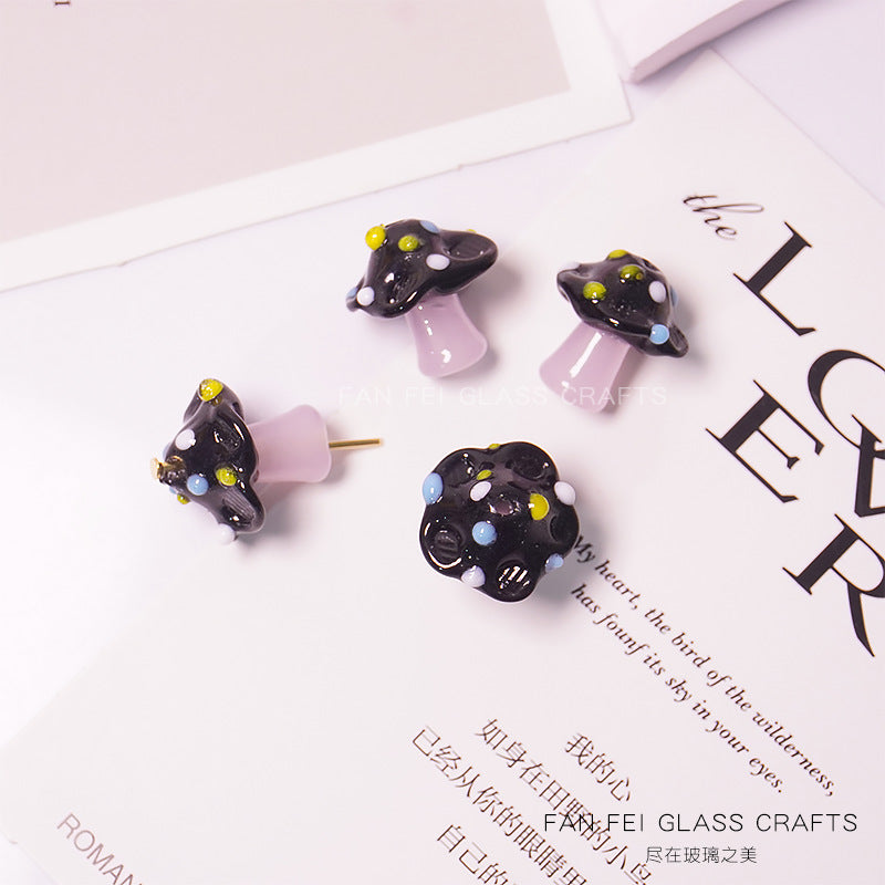 Polka Dot Mushroom Lampwork Glass Beads