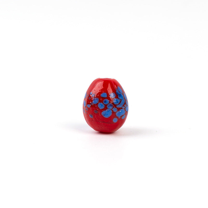 Colorful Dinosaur Egg Oval Glazed Beads