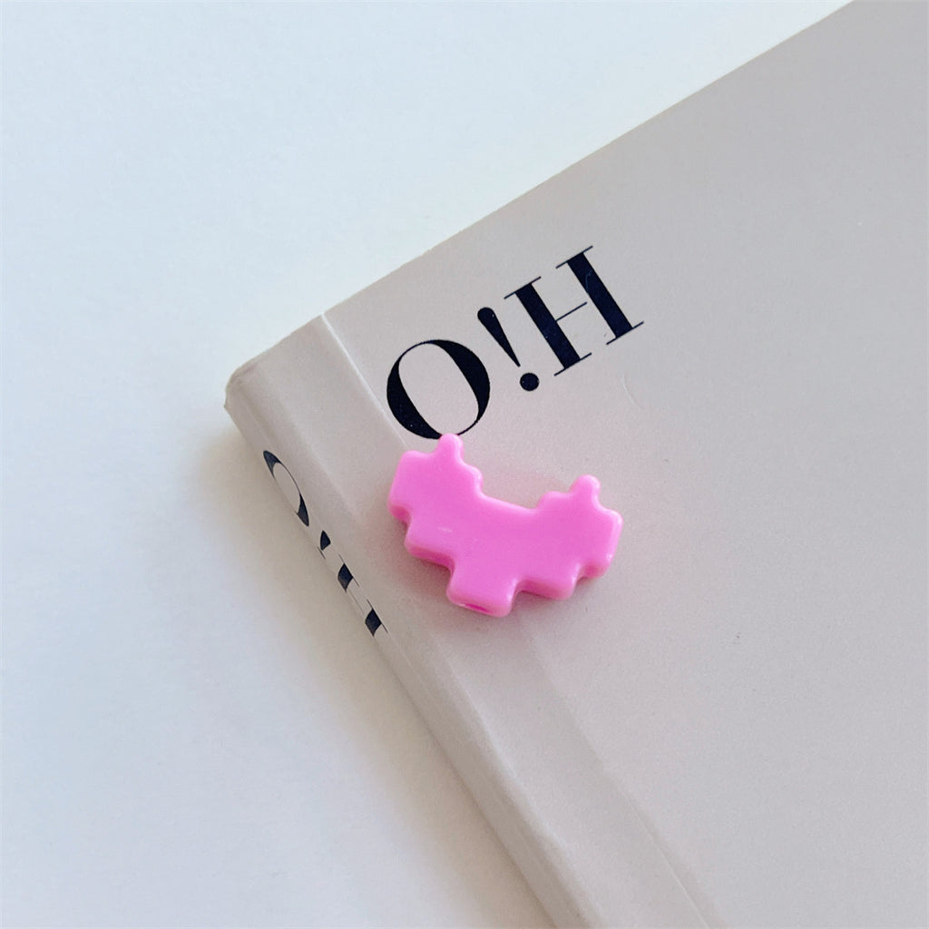 Colorful Pixel Heart Acrylic Beads – Painted Heart Frame Beads for DIY Phone Charms, Bracelets, Keychains & Jewelry Making