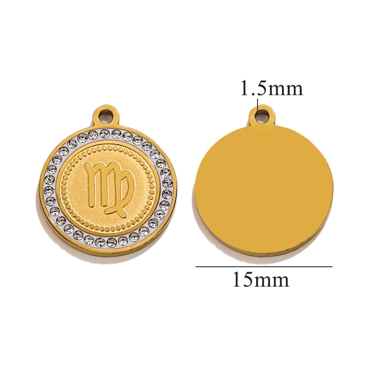 18K Gold-Plated Round Zodiac Constellation Pendant Charms – 12 Signs