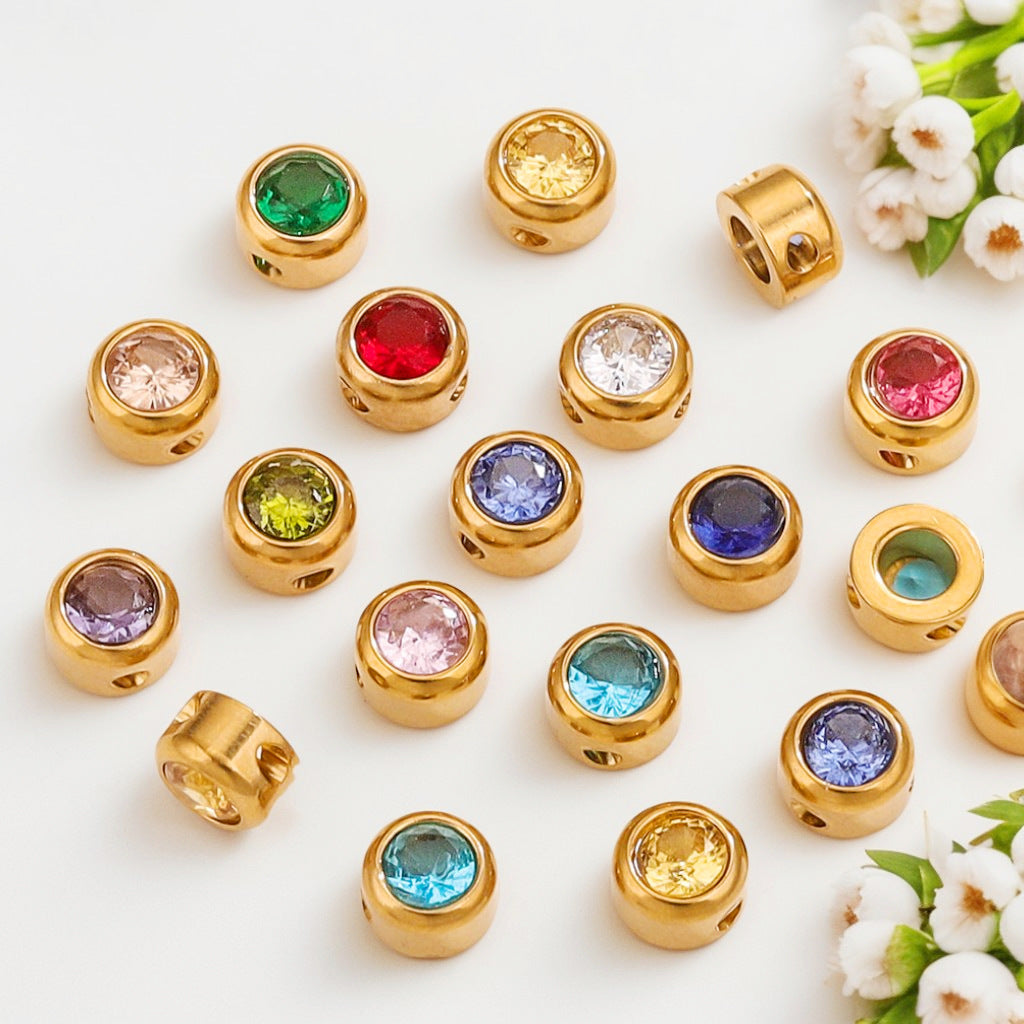 Colorful Rhinestone Stainless Steel Spacer Beads