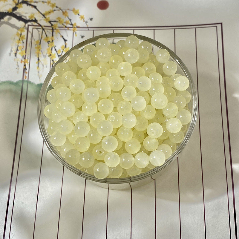 Natural Jade-Style Glass Round Beads