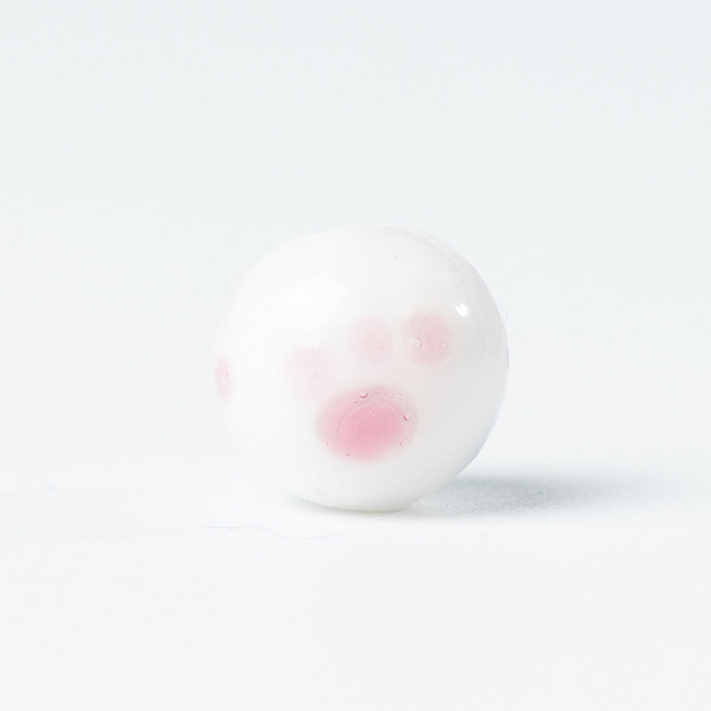 Cute Cat Paw Glass Beads with Straight Holes