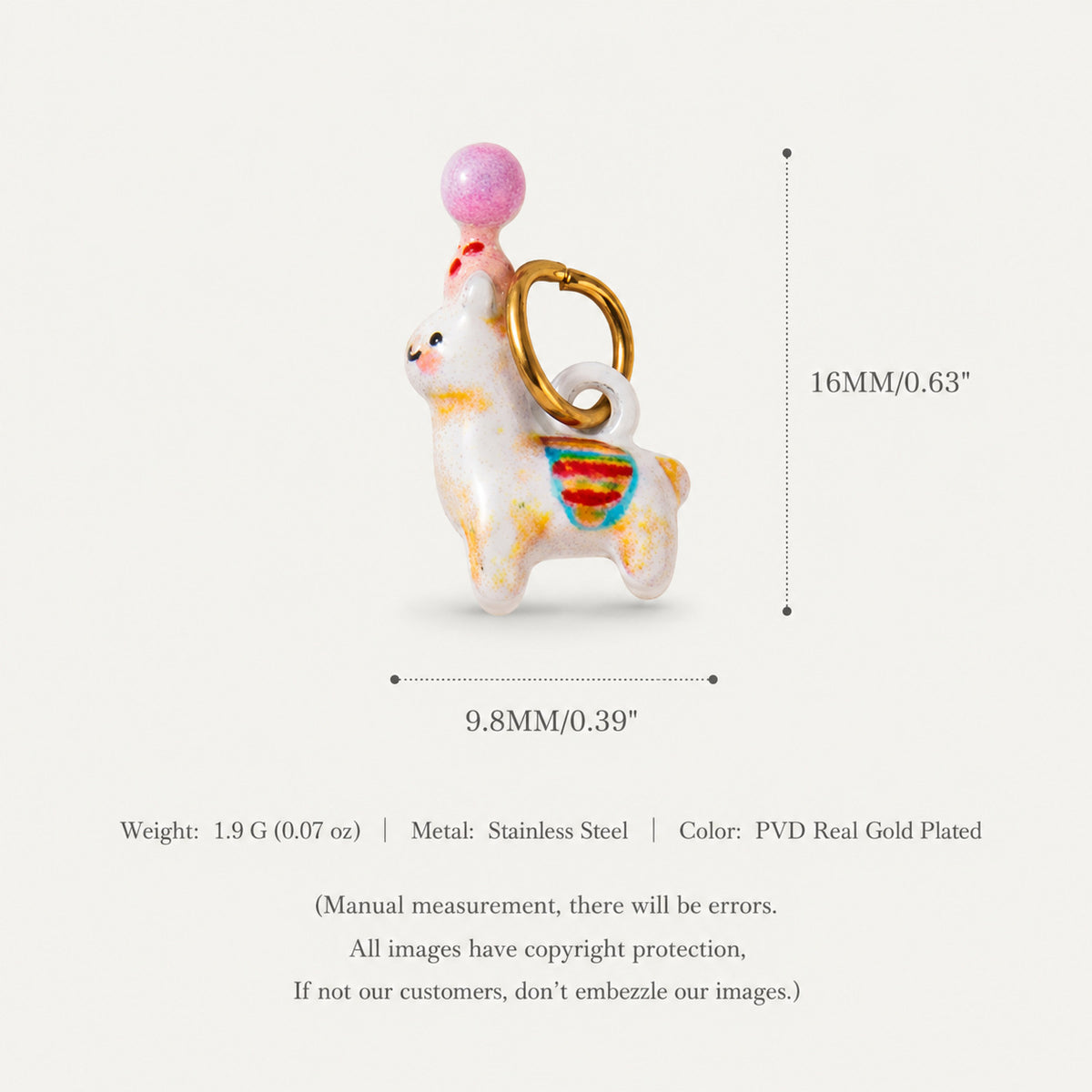 18K Gold-Plated Puppy Crystal Pendant Charms