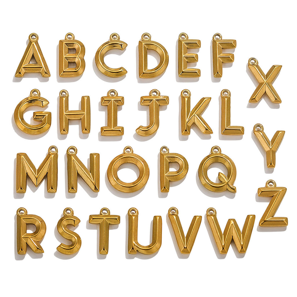 18K Gold-Plated Stainless Steel A–Z Letter Pendant Charms 5pcs