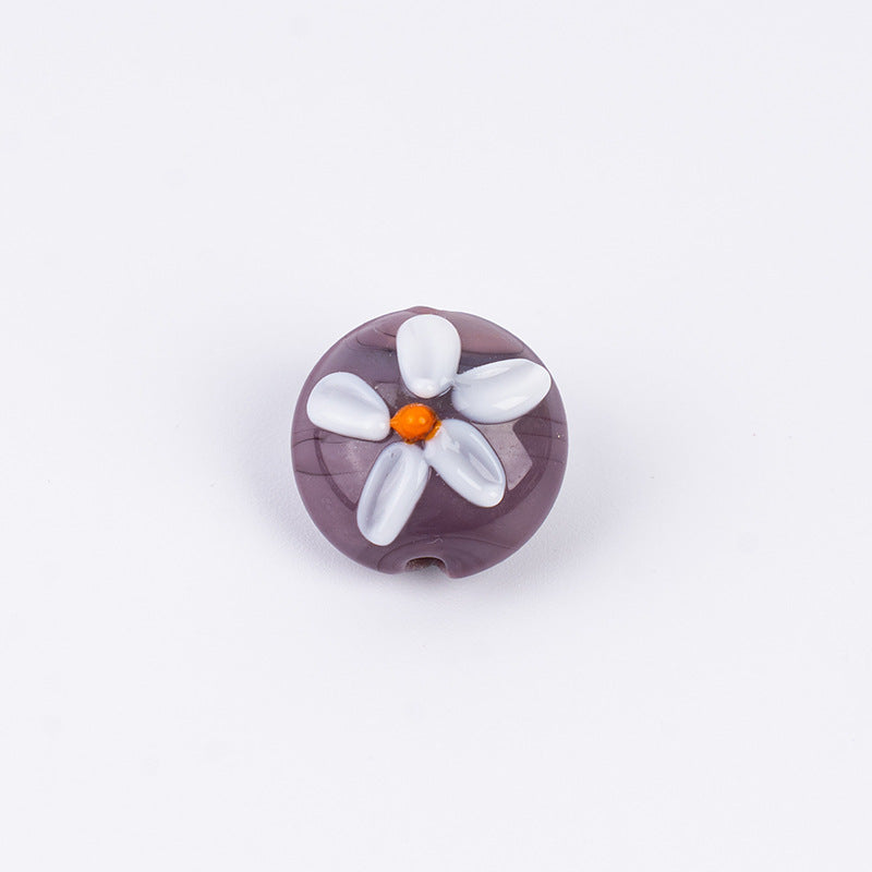 Double-Sided Mini Daisy Flat Glass Beads