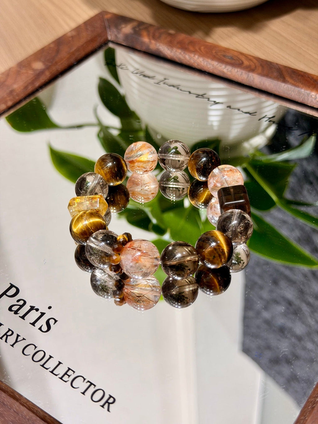 Tiger's eye and smoky quartz mixed gemstone bracelet