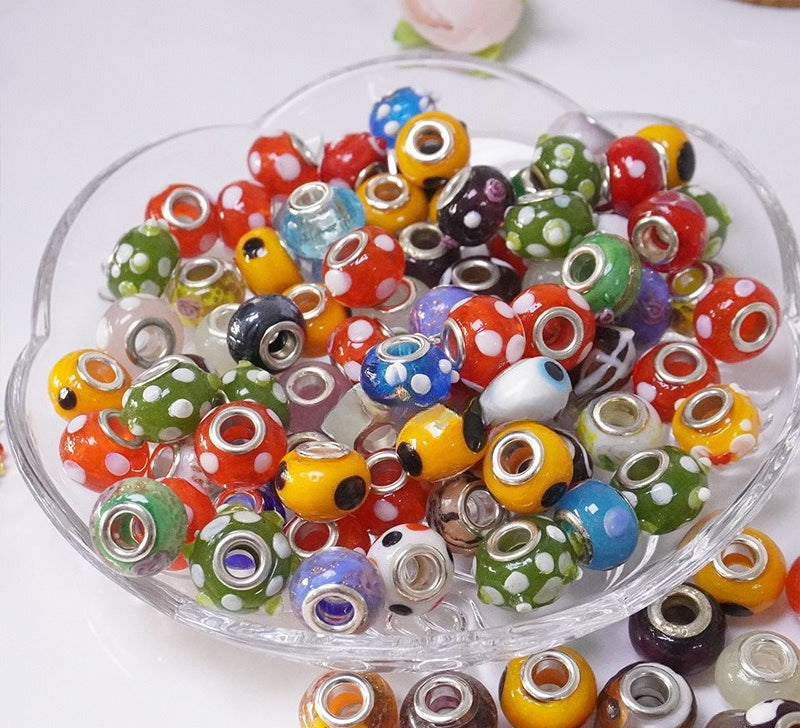 Colorful Large-Hole Glazed Abacus Beads