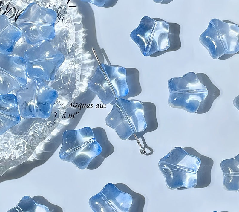 Puffy Star Glass Beads with Horizontal Holes