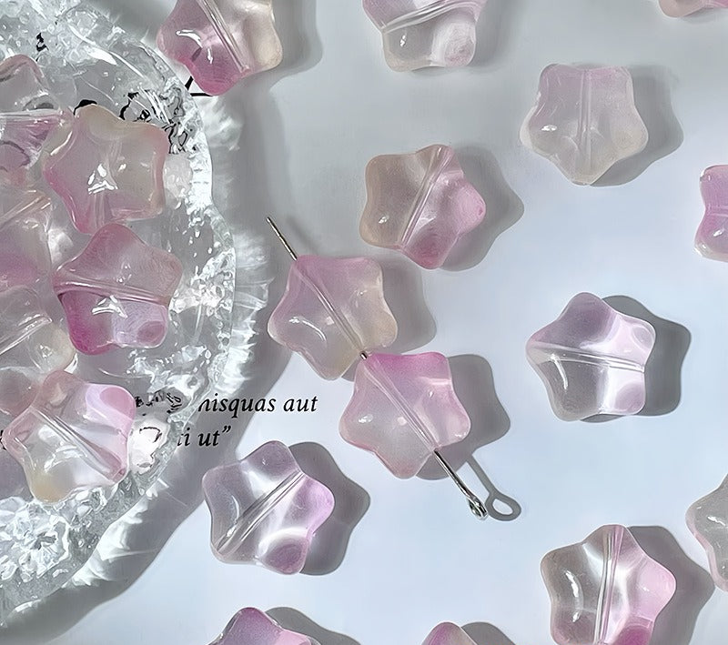 Puffy Star Glass Beads with Horizontal Holes