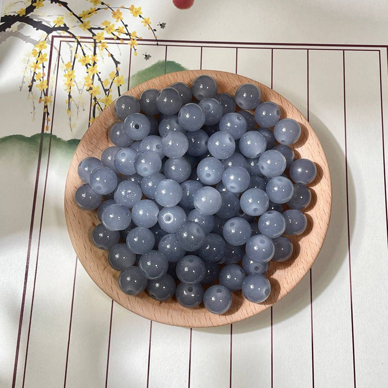 Jade-Style Glass Round Beads