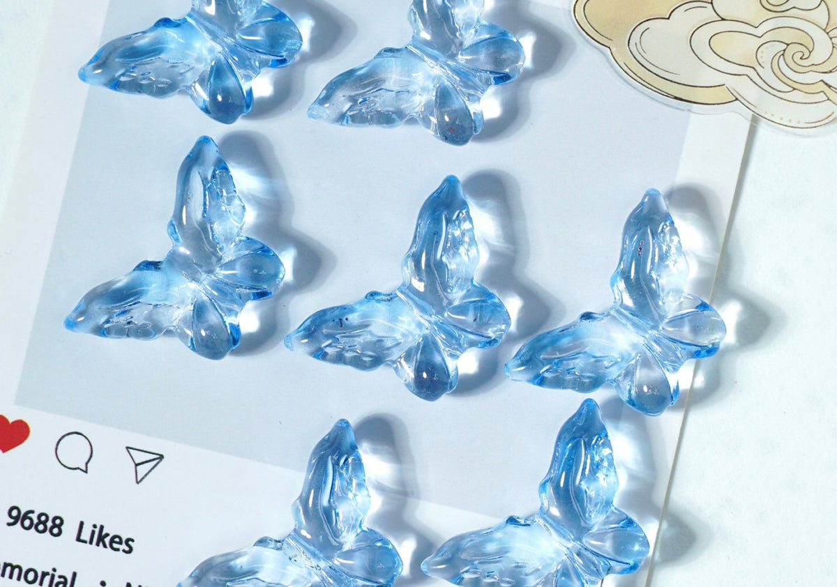 Glazed Engraved 3D Butterfly Beads (Vertical Hole)