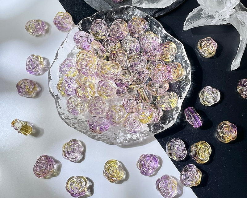 Glass Rose Beads with Horizontal Holes