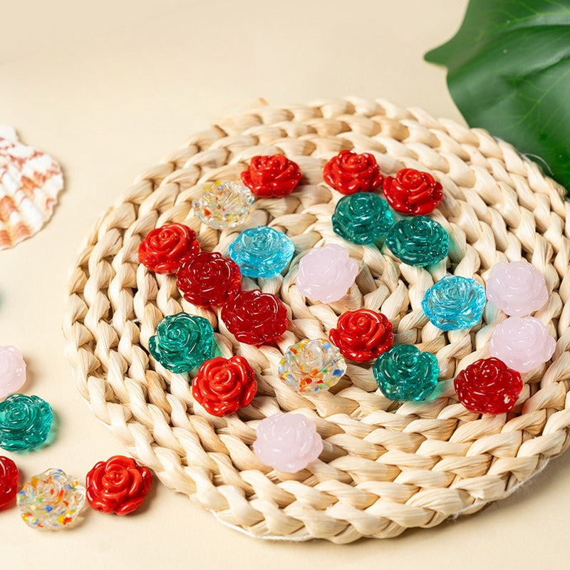 Glazed Rose Flower Beads – Side-Drilled