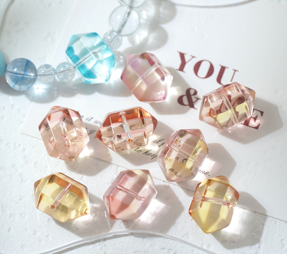 Hexagonal Glazed Beads
