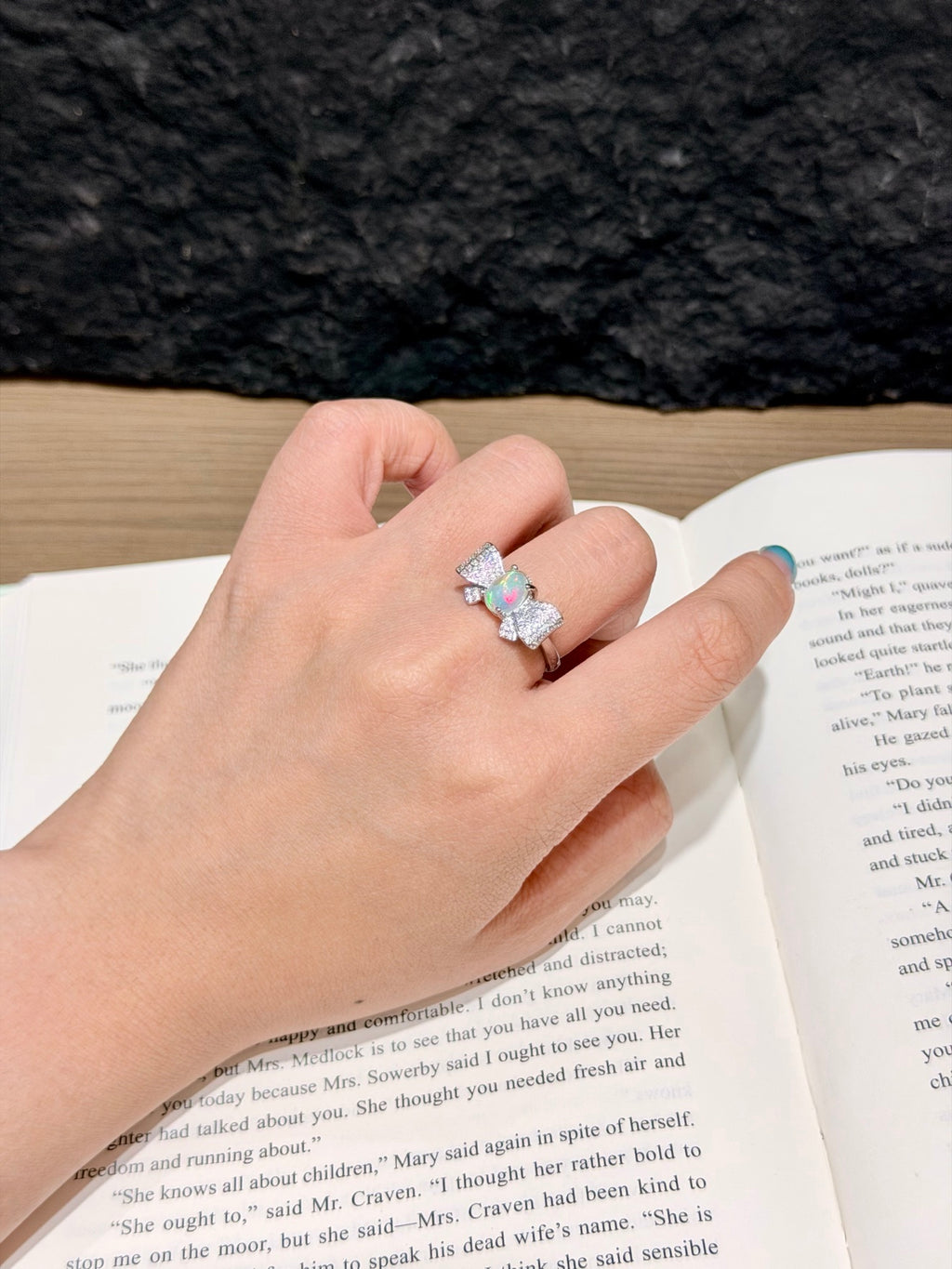 Opal Bow Ring