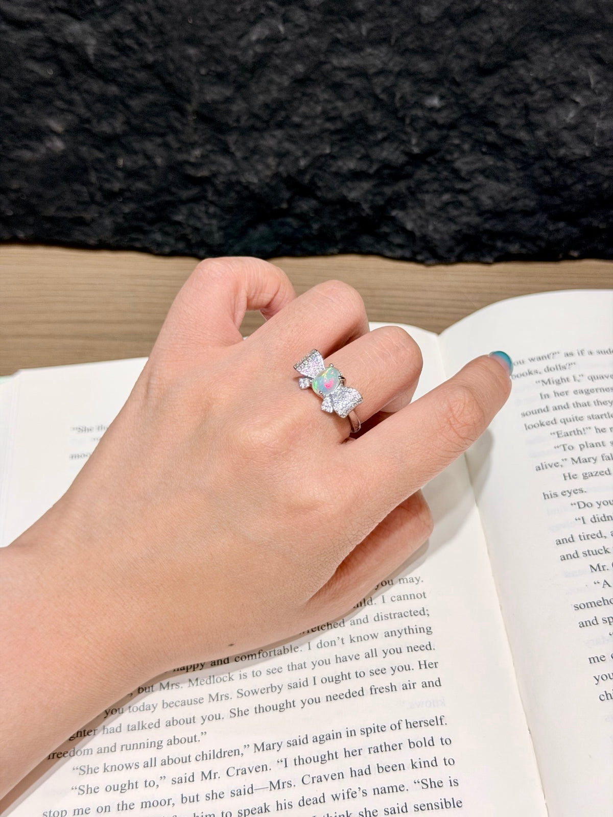 Opal Bow Ring
