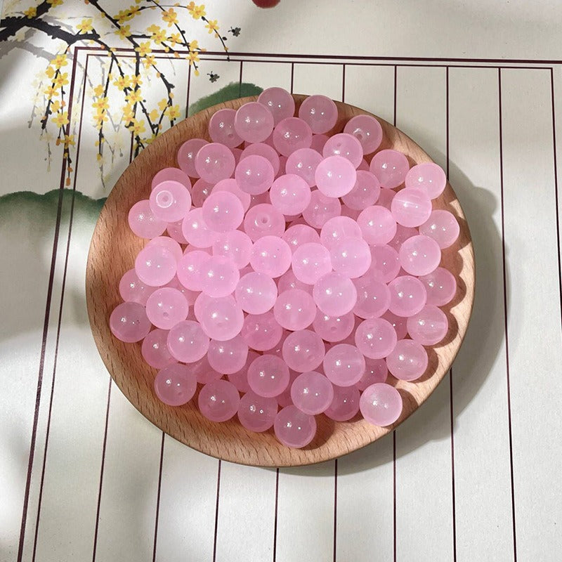 Jade-Style Glass Round Beads