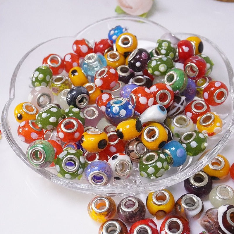Colorful Large-Hole Glazed Abacus Beads
