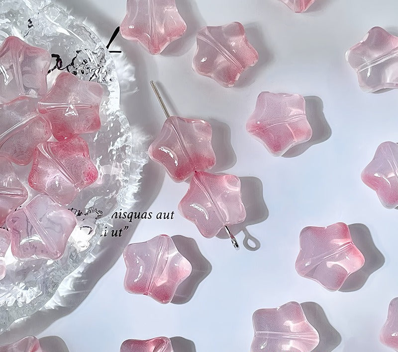 Puffy Star Glass Beads with Horizontal Holes