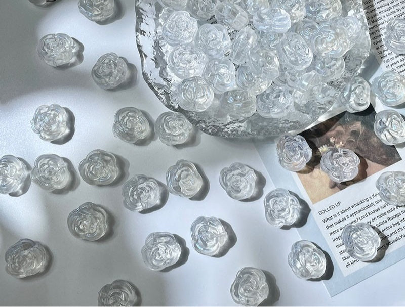 Glass Rose Beads with Horizontal Holes