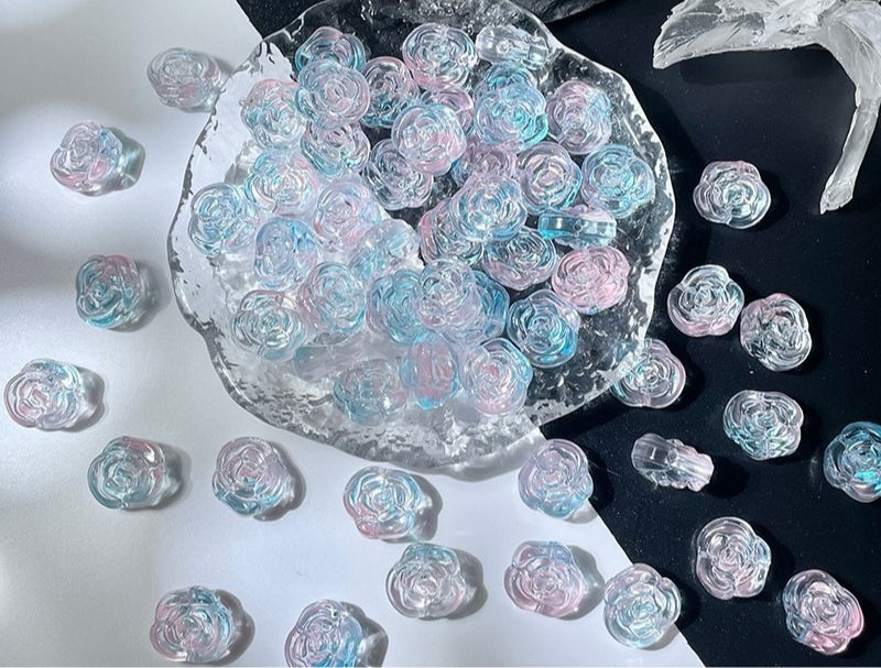 Glass Rose Beads with Horizontal Holes