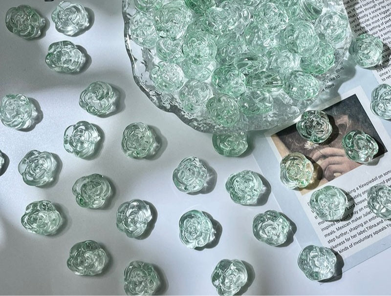 Glass Rose Beads with Horizontal Holes
