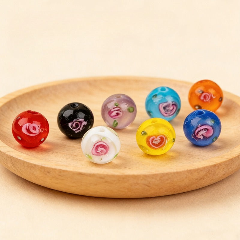 Double-Sided 3D Flower Glass Beads