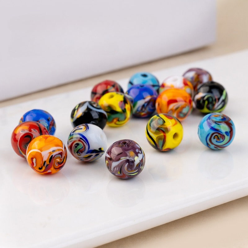 Painted Glass Round Beads