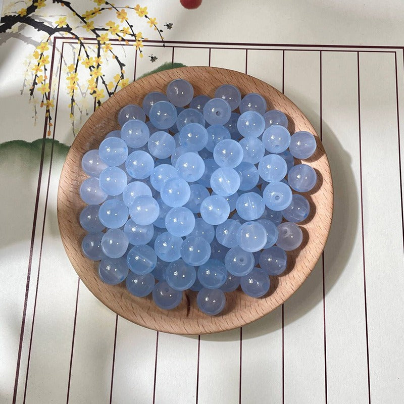 Jade-Style Glass Round Beads