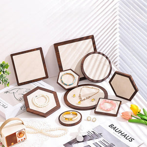 Minimalist Wooden Jewelry Display Tray – Modern Necklace, Bracelet & Earring Display Plate for Product Photography, Craft Fairs & Boutique Displays