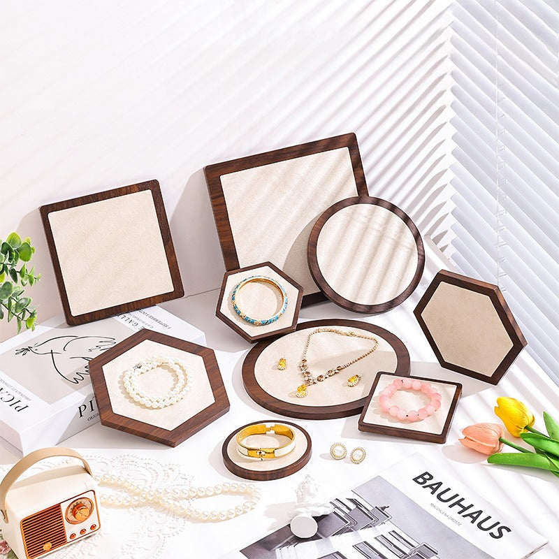 Minimalist Wooden Jewelry Display Tray – Modern Necklace, Bracelet & Earring Display Plate for Product Photography, Craft Fairs & Boutique Displays