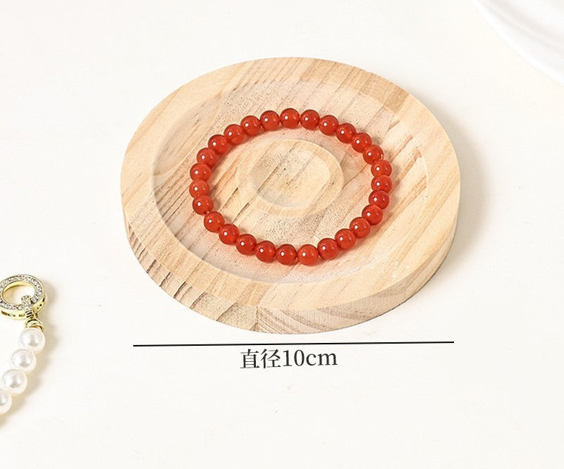 Walnut-Pattern Wooden Bead & Bracelet Display Tray – Vintage Jewelry Display Plate for Gemstone Bracelets, Craft Fairs & Market Stalls