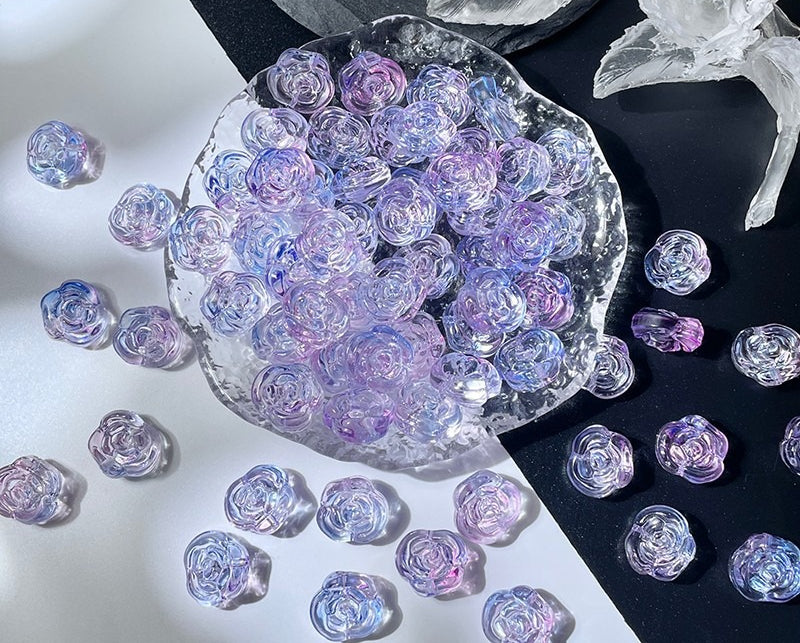 Glass Rose Beads with Horizontal Holes