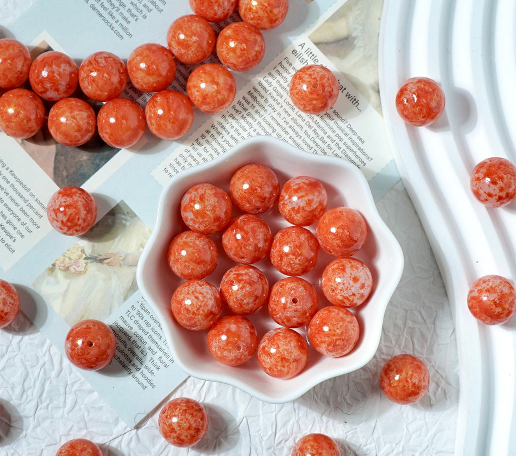 Porcelain-Style Oil Painting Glass Round Beads
