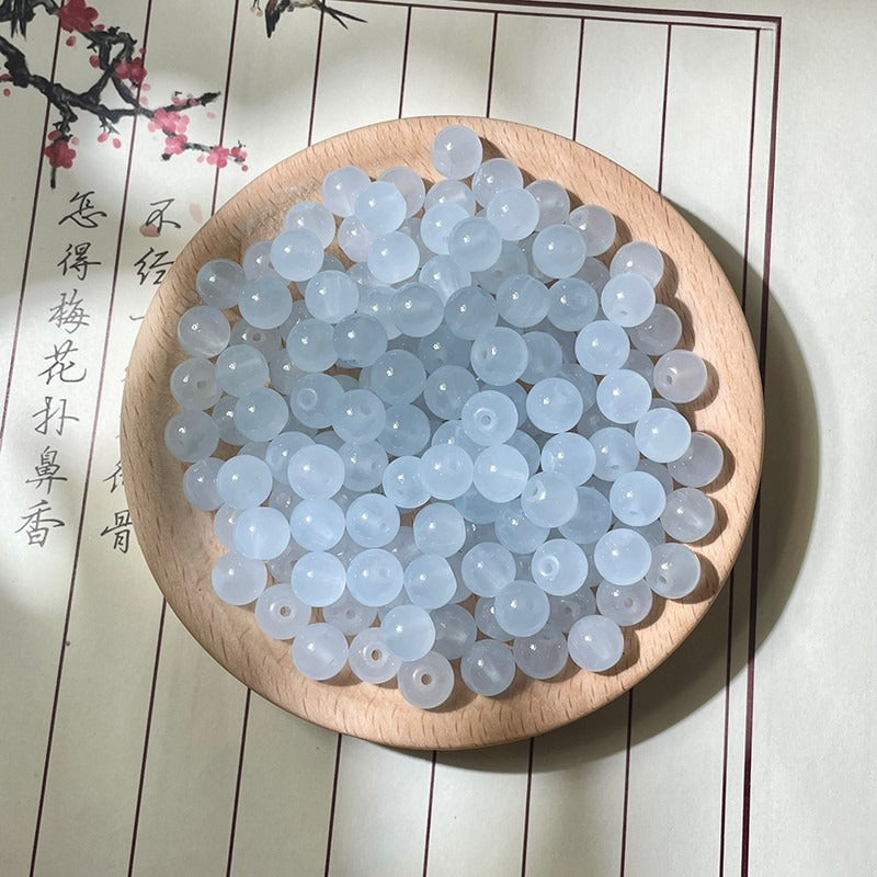 Natural Jade-Style Glass Round Beads