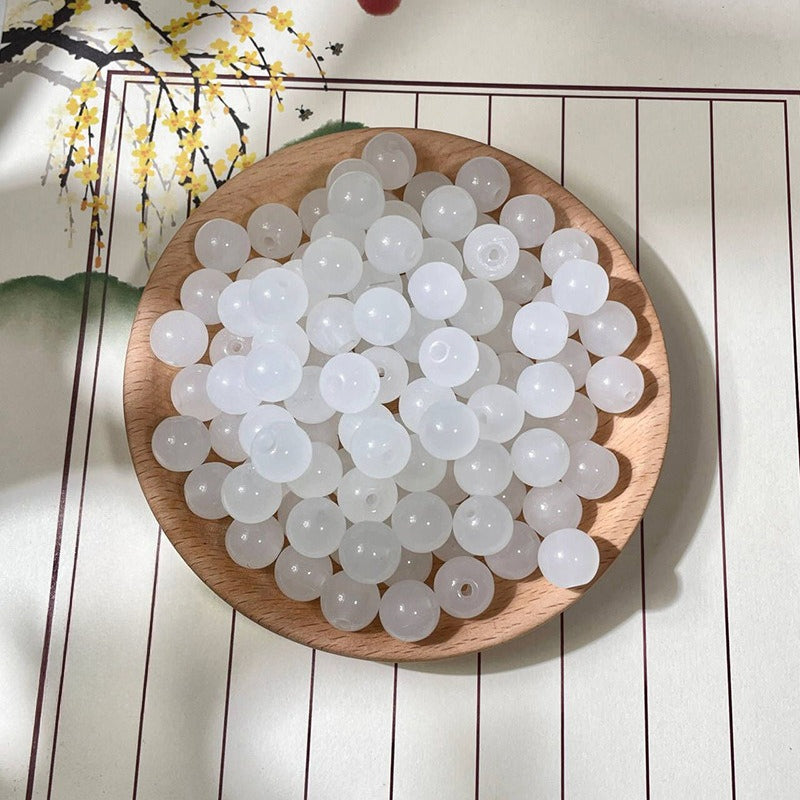Jade-Style Glass Round Beads