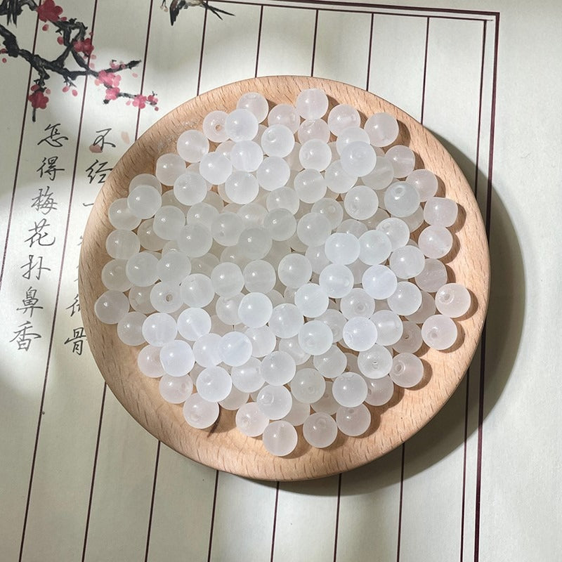 Natural Jade-Style Glass Round Beads