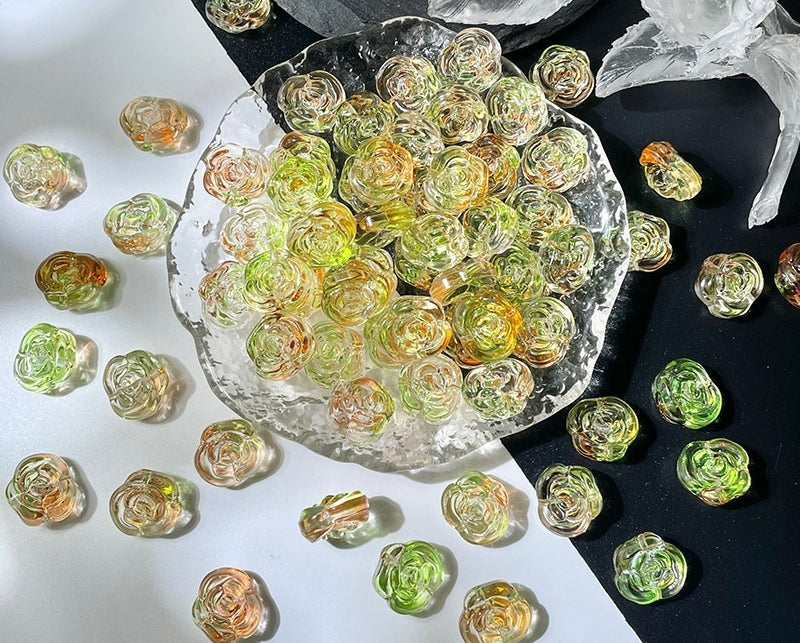 Glass Rose Beads with Horizontal Holes