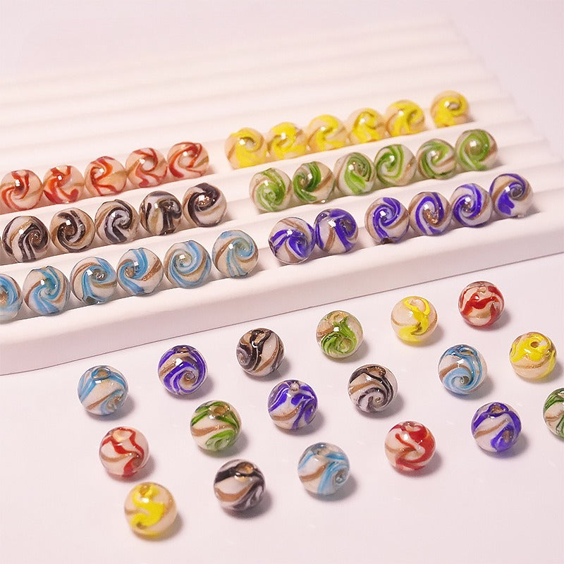 Japanese-Style Gold Sand Swirl Lampwork Beads
