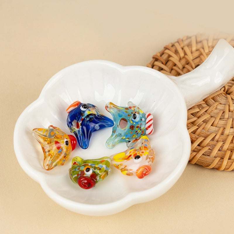 Japanese-Style Colorful Glazed Glass Fish Beads
