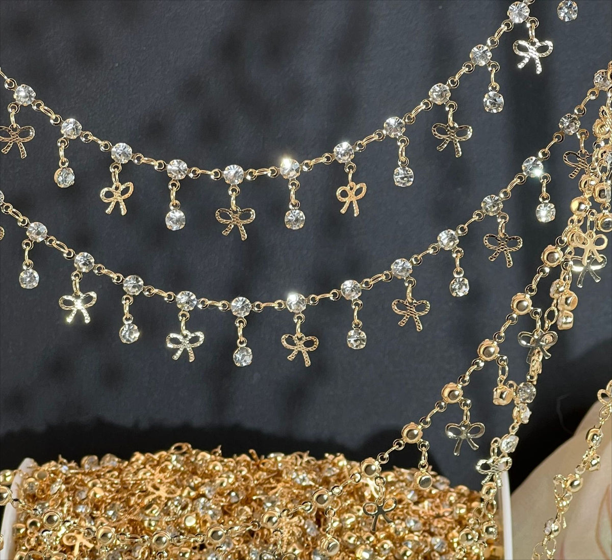 Fairy Bow Rhinestone Copper Decorative Chain – 10 Meters