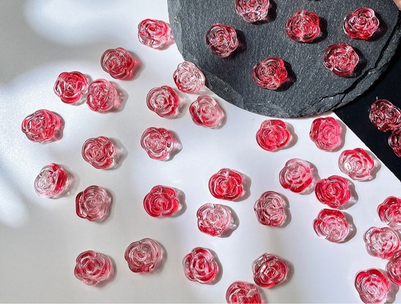 Glass Rose Beads with Horizontal Holes