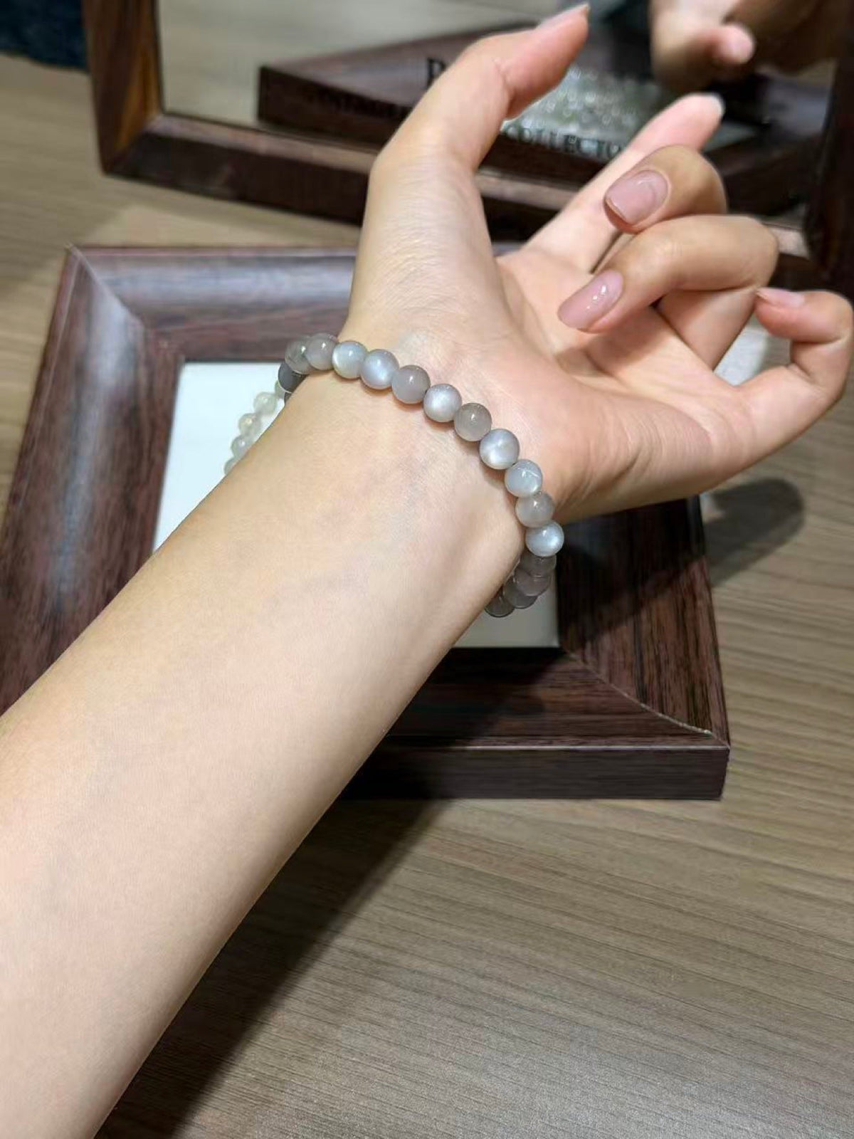 Silver Moonstone Bracelet Set of 2 – Approx. 7mm