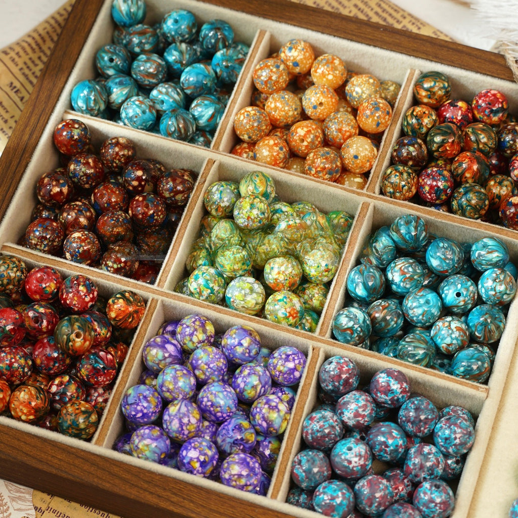 Oil-Painted Glazed Porcelain Round Beads