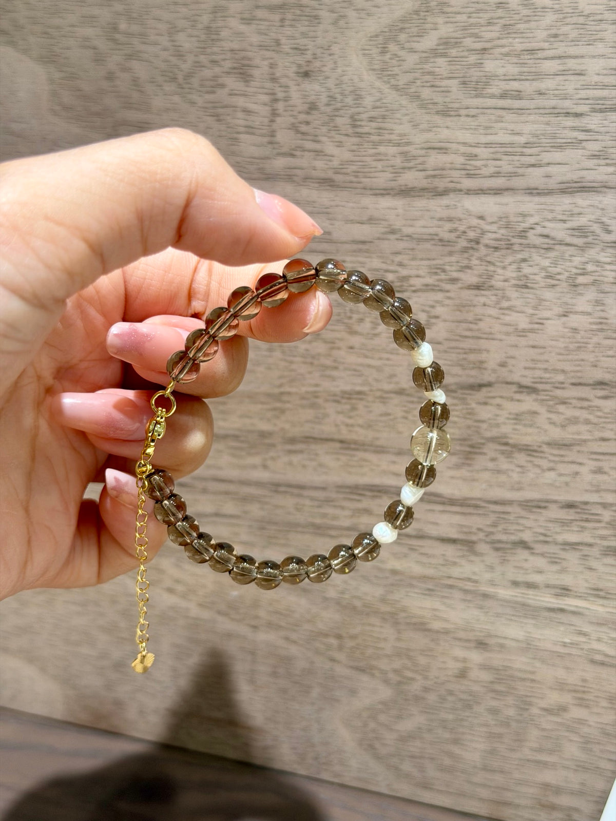 Smoky Quartz, Citrine & Freshwater Pearl Bracelet