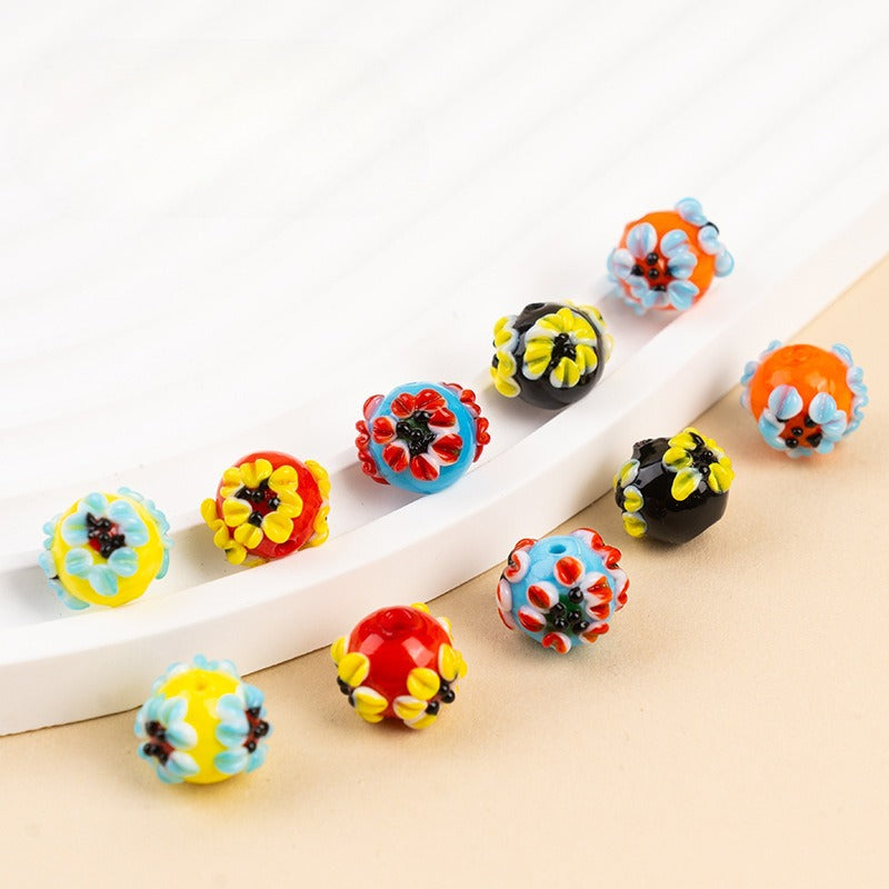 Handmade Lampwork Glass Flower Beads